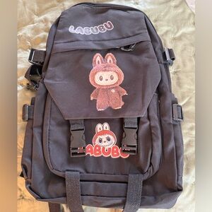 Labubu Black Backpack, Brand New, W/ Great Storage & Laptop Sleeve, 11”W by 17”L